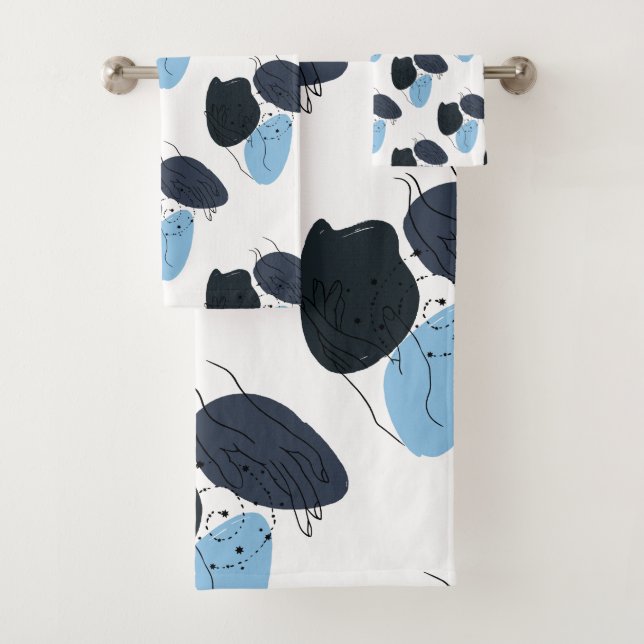 Blue Abstract Artwork Bath Towel Set (Insitu)