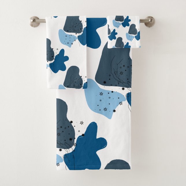 Blue Abstract Artwork Bath Towel Set (Insitu)