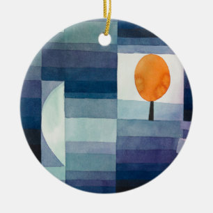 Blue Abstract Autumn Paul Klee Watercolor Ceramic Tree Decoration