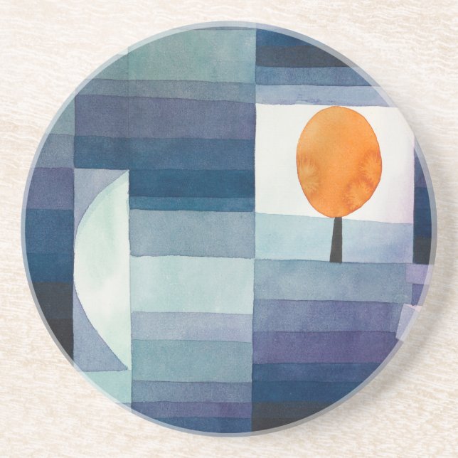 Blue Abstract Autumn Paul Klee Watercolor  Coaster (Front)