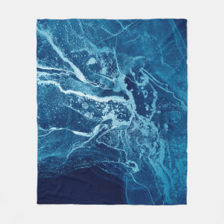 Blue Abstract. Blue and White color Blots. Clear w Fleece Blanket