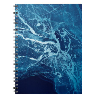 Blue Abstract. Blue and White color Blots. Clear w Notebook