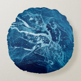 Blue Abstract. Blue and White color Blots. Clear w Round Cushion