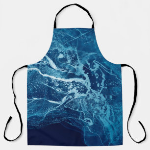 Blue Abstract. Blue and White colour Blots. Clear Apron