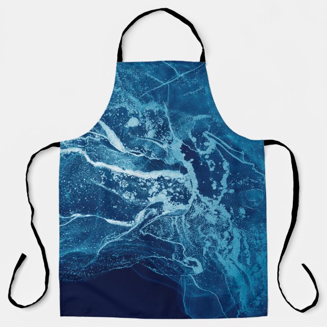 Blue Abstract. Blue and White colour Blots. Clear  Apron (Front)