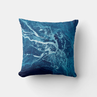 Blue Abstract. Blue and White colour Blots. Clear  Cushion