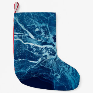 Blue Abstract. Blue and White colour Blots. Clear Small Christmas Stocking