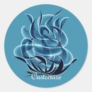 Blue Abstract Blue Rose Stickers
