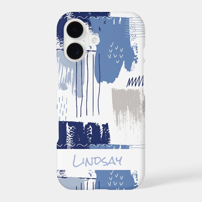 Blue Abstract Brush Pattern Personalised (Back)