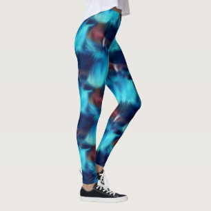 Blue Abstract Brush Strokes Pattern Leggings