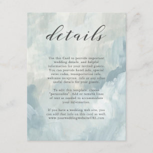 Blue Abstract Brush Strokes Wedding Details Enclosure Card