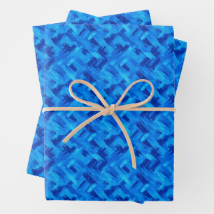 Blue Abstract Brush Strokes Wrapping Paper Sheet