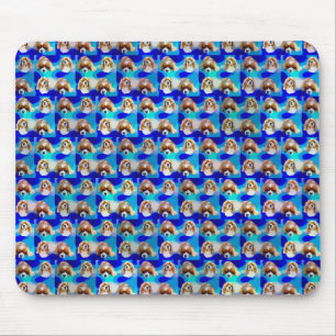 Blue Abstract Cavalier Dog Pattern, Mouse Mat