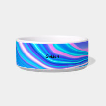 Blue Abstract Ceramic Customisable Pet Bowl