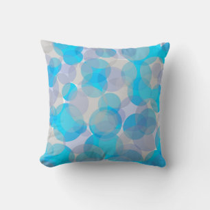 Blue abstract circles pattern throw pillow
