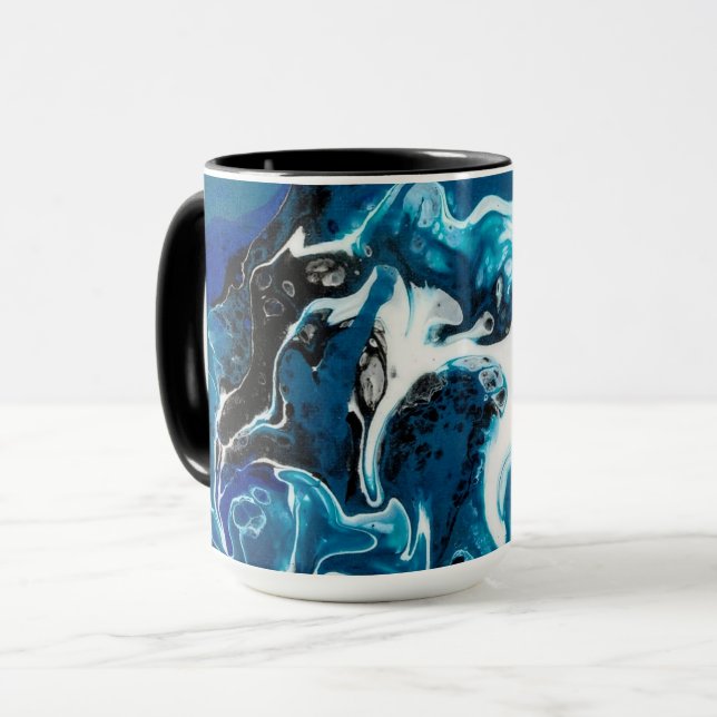 Blue Abstract Coffee Mug (Front Left)