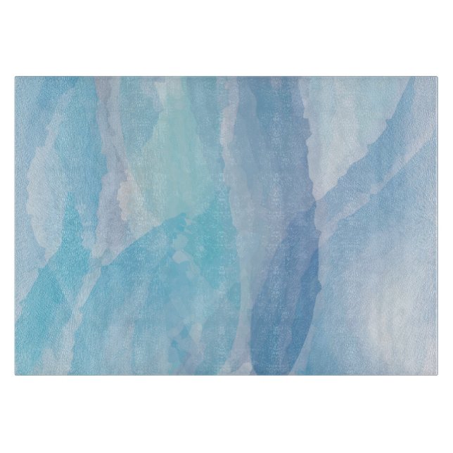 Blue, abstract, cool water colour brush stroke art cutting board (Front)