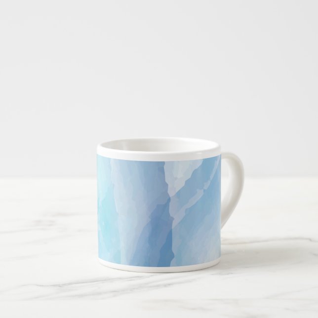 Blue, abstract, cool water colour brush stroke art espresso cup (Front Right)
