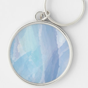 Blue, abstract, cool water colour brush stroke art key ring