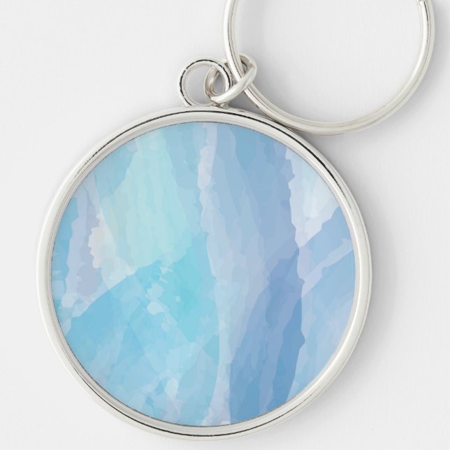 Blue, abstract, cool water colour brush stroke art key ring (Front)