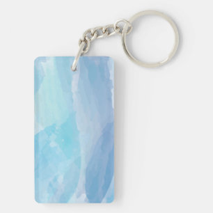Blue, abstract, cool water colour brush stroke art key ring