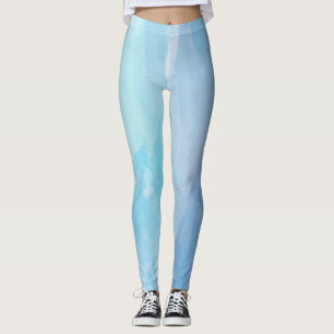 Blue, abstract, cool water colour brush stroke art leggings