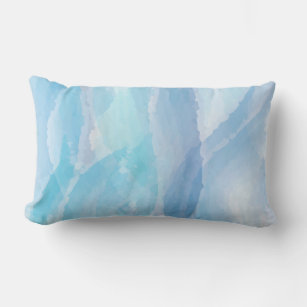 Blue, abstract, cool water colour brush stroke art lumbar cushion