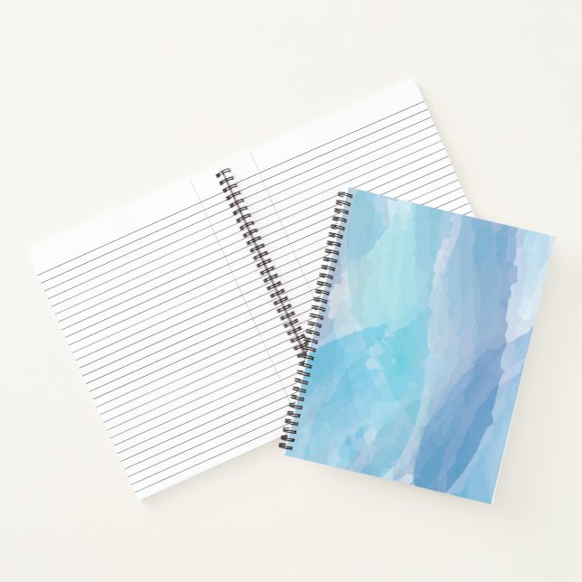Blue, abstract, cool water colour brush stroke art notebook (Inside)