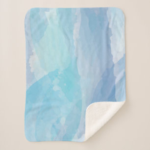Blue, abstract, cool water colour brush stroke art sherpa blanket