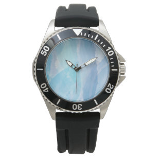 Blue, abstract, cool water colour brush stroke art watch