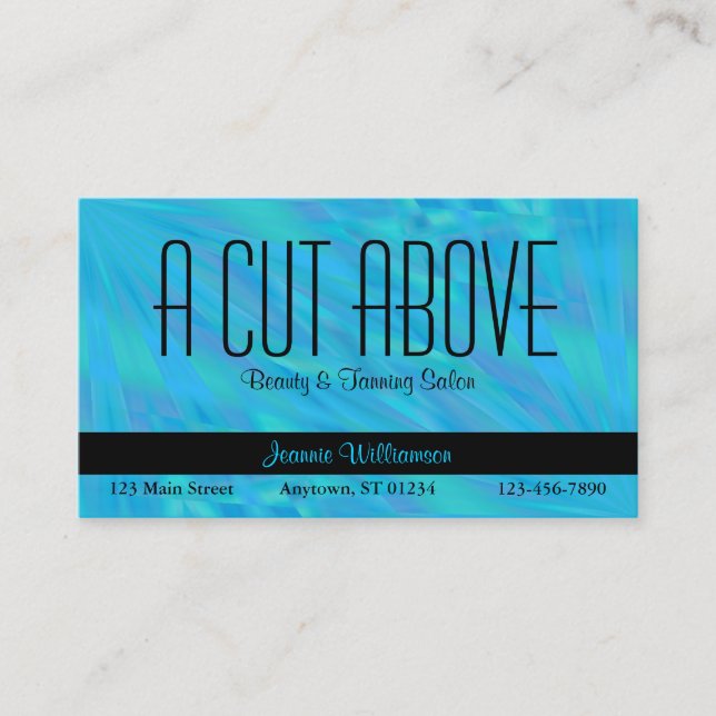 Blue Abstract Design Beauty Salon Appointment Card (Front)