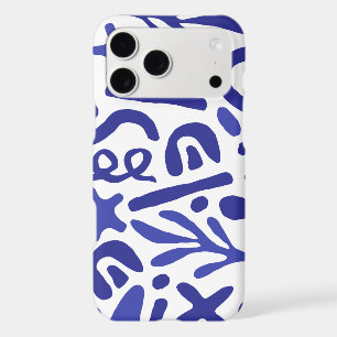 Blue Abstract Doodle Organic Shapes Minimalist Art