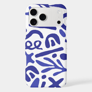 Blue Abstract Doodle Organic Shapes Minimalist Art