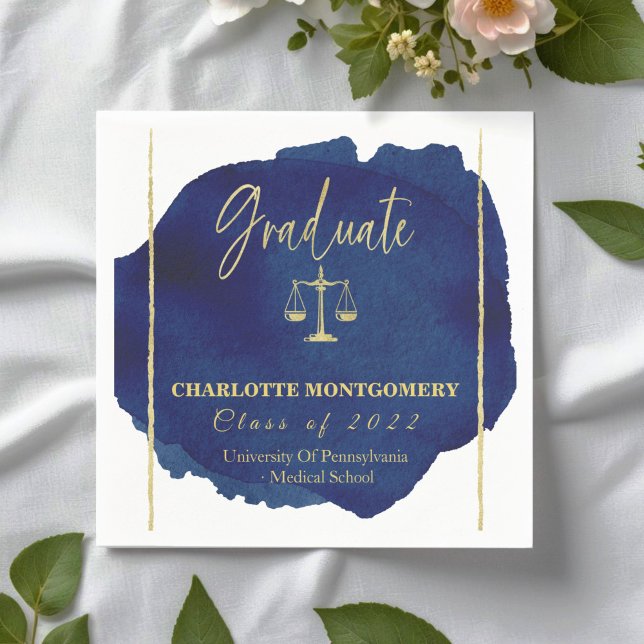 Blue Abstract Elegant Law School Graduation Napkin (Creator Uploaded)