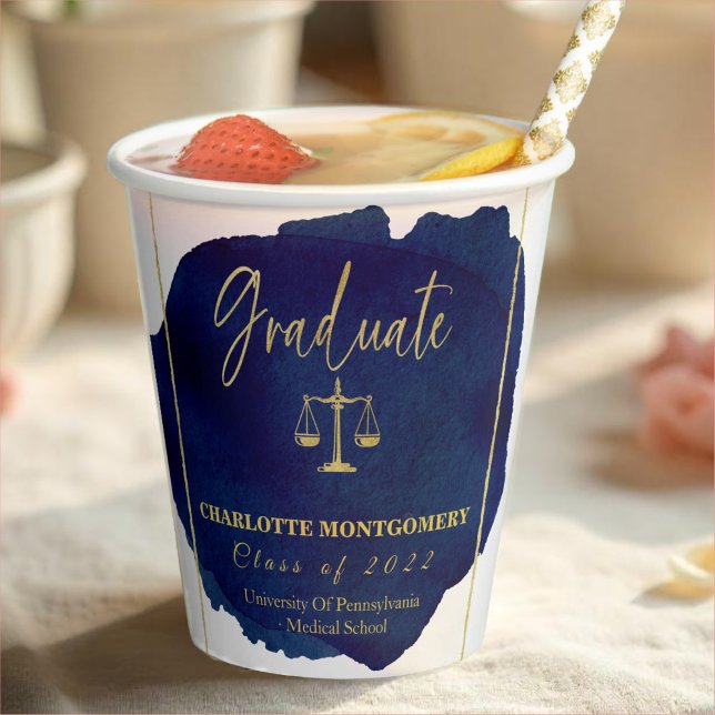 Blue Abstract Elegant Law School Graduation Paper Cups (Creator Uploaded)