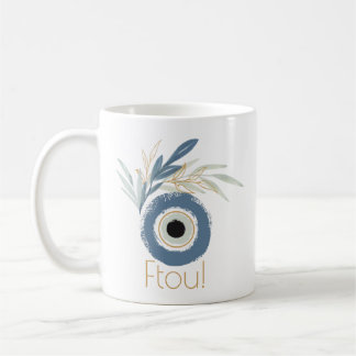 Blue abstract evil eye with leaves magnet classic  coffee mug