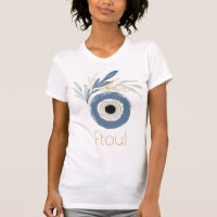 Blue abstract evil eye with leaves
