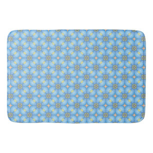 Blue Abstract Floral Bath Mat