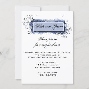 Blue Abstract Floral Couples Wedding Shower Invitation