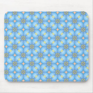 Blue abstract floral pattern mouse mat