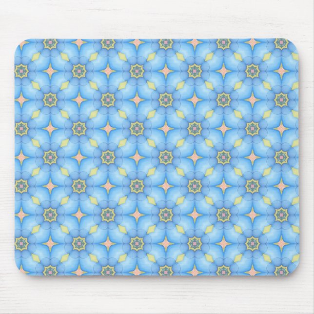 Blue abstract floral pattern mouse mat (Front)