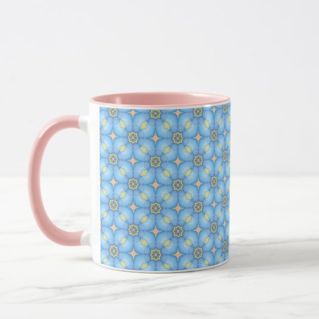 Blue Abstract Floral Pattern Mug (Left)