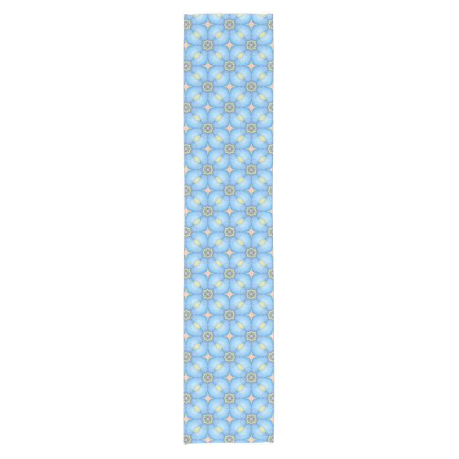 Blue Abstract Floral  Short Table Runner (Front)