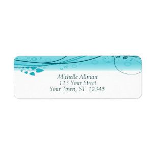 Blue Abstract Floral Swirls Label
