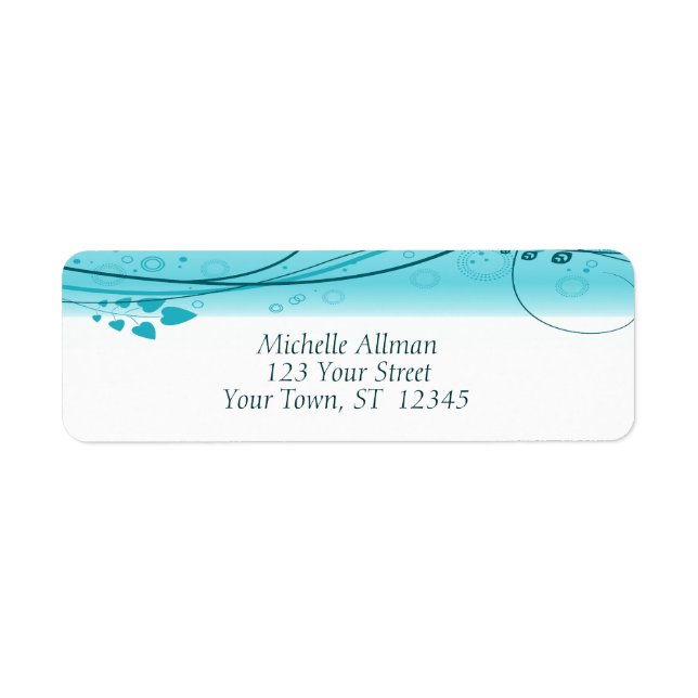 Blue Abstract Floral Swirls Label (Front)