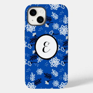 Blue abstract floral wallpaper Case-Mate iPhone 14 case