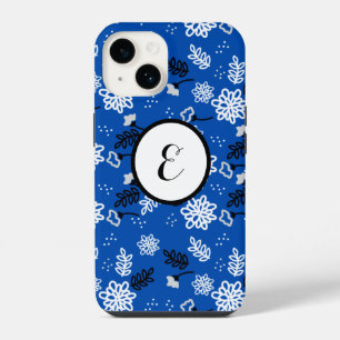 Blue abstract floral wallpaper iPhone 14 case