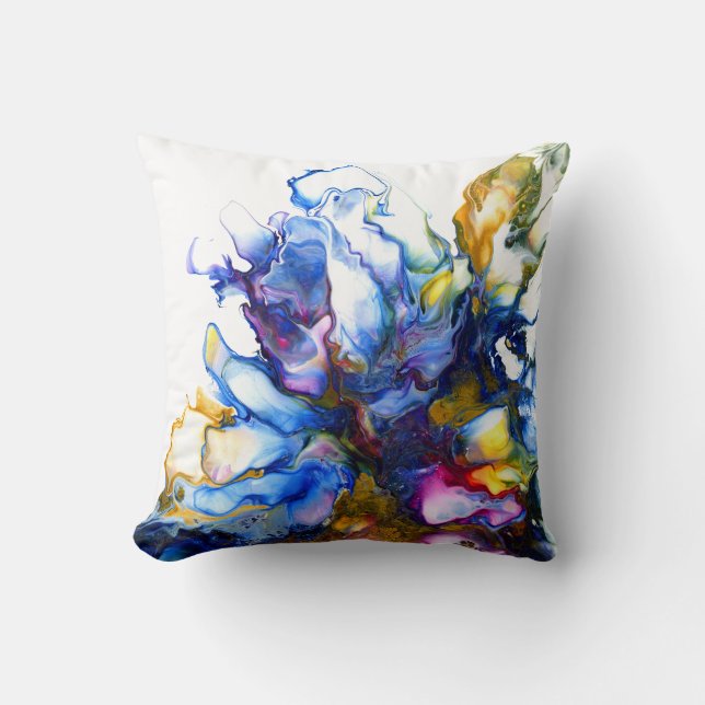 Blue Abstract Fluid Art Agate Cushion (Front)