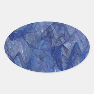 Blue Abstract Fractal Oval Sticker