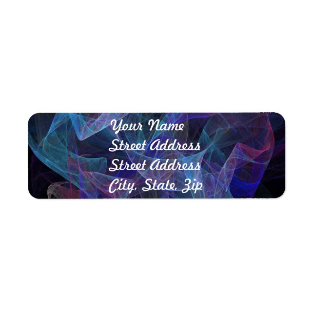 Blue Abstract Fractal Return Address Sticker (Front)
